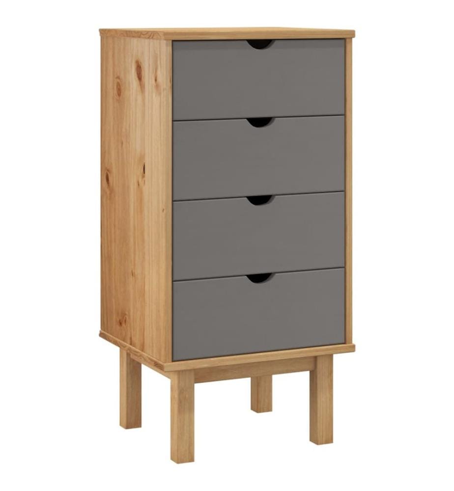 Commode OTTA marron et gris 45x39x90 cm bois de pin massif