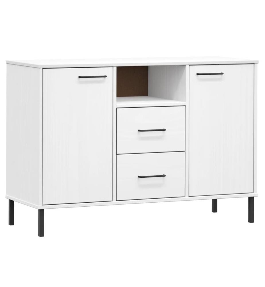 Sideboard OSLO mit Metallbeinen Weiss 113x40x77 cm Massivholz