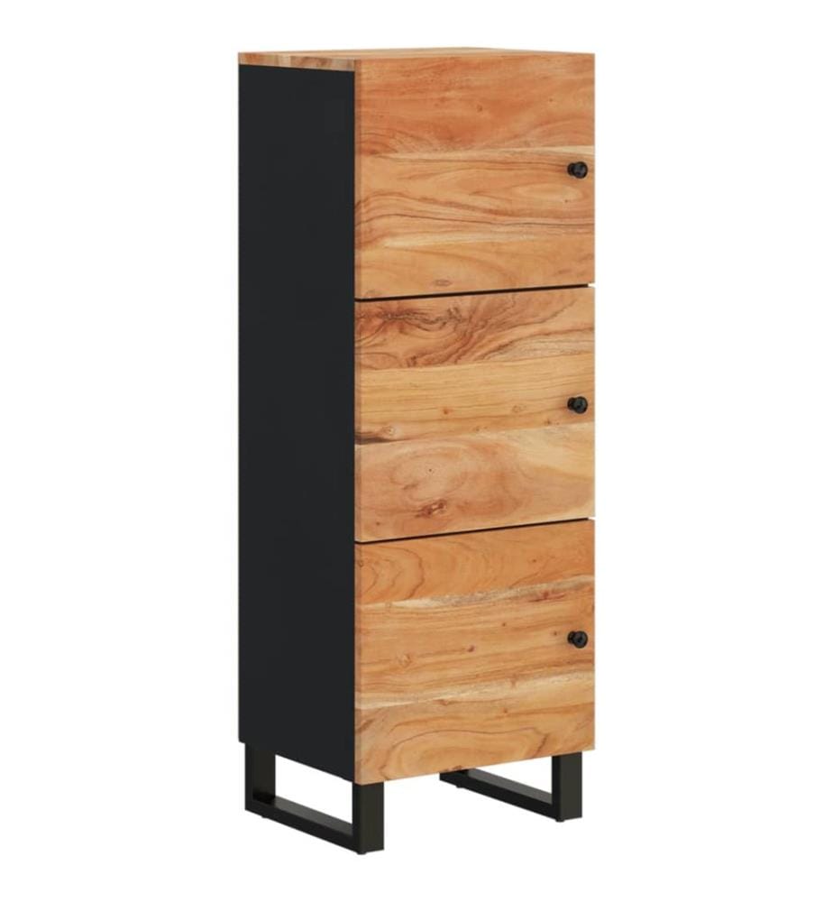 Highboard mit 3 Türen 40x33x110 cm Massivholz Akazie & Eisen