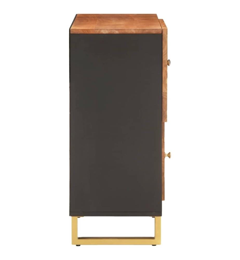 Beistellschrank Braun und Schwarz 80x33,5x75 Massivholz Mango