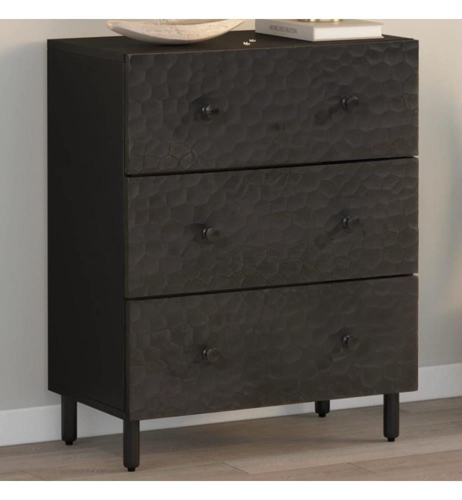 Beistellschrank Schwarz 60x33x75 cm Massivholz Mango