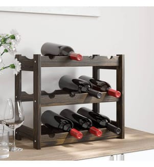 Weinregal für 12 Flaschen Schwarz Massivholz Kiefer