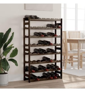 Weinregal für 56 Flaschen Schwarz Massivholz Kiefer
