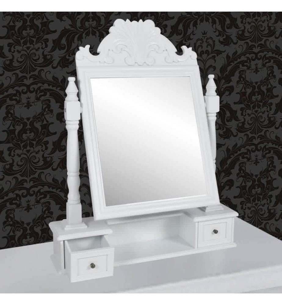 Coiffeuse avec miroir pivotant rectangulaire MDF