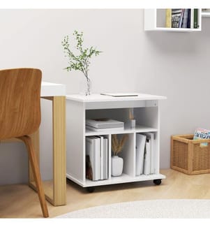 Armoire à roulettes Blanc brillant 60x45x60cm Bois d'ingénierie