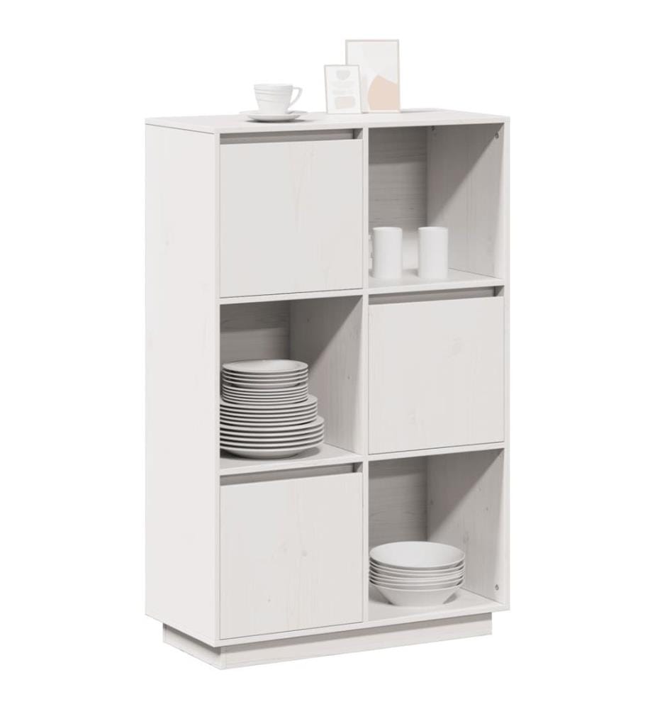 Buffet haut Blanc 74x35x117 cm Bois massif de pin