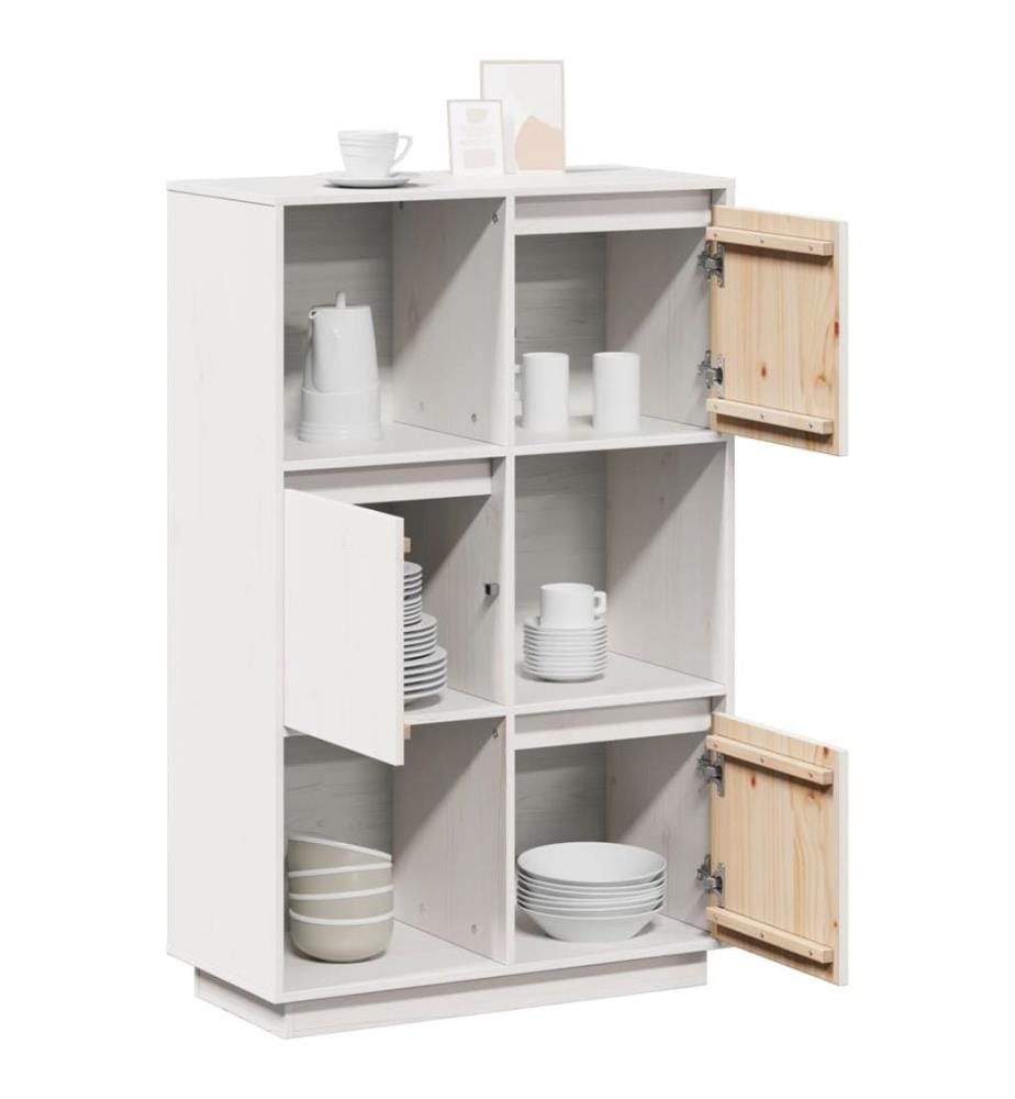 Buffet haut Blanc 74x35x117 cm Bois massif de pin