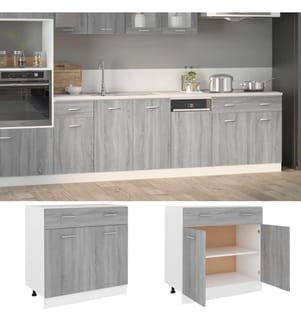 Unterschrank mit Schublade Grau Sonoma 80x46x81,5 cm