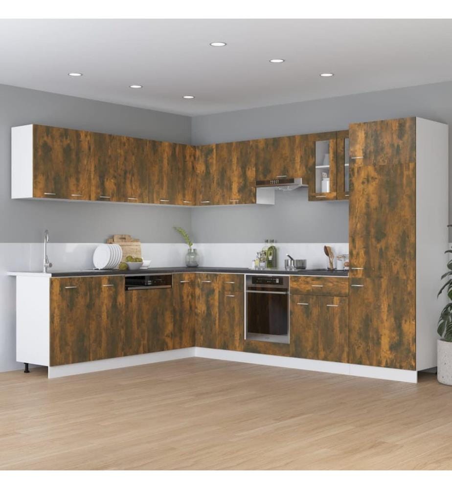 Eck-Hängeschrank Lyon Räuchereiche 57x57x60 cm Holzwerkstoff