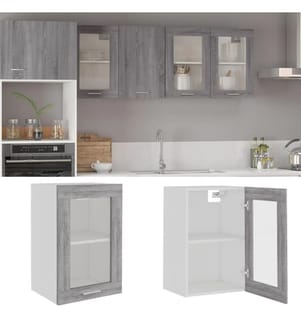 Hängeschrank Lyon Glas Grau Sonoma 40x31x60 cm Holzwerkstoff