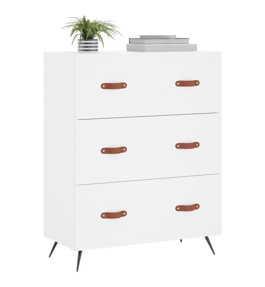 Commode blanc 69,5 x 34 x 90 cm bois d'ingénierie
