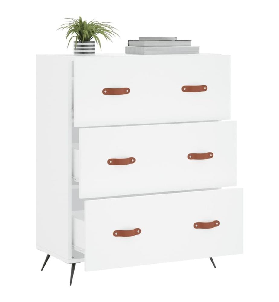Commode blanc 69,5 x 34 x 90 cm bois d'ingénierie
