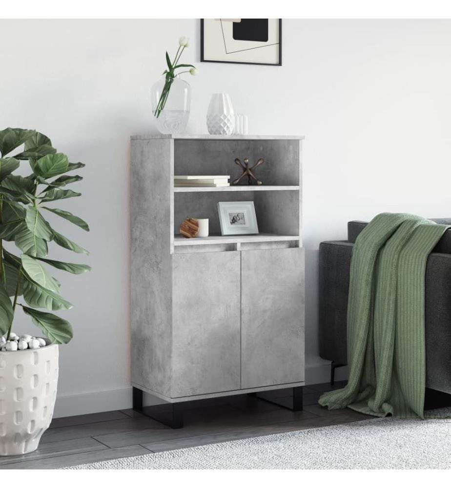 Highboard Betongrau 60x36x110 cm Holzwerkstoff