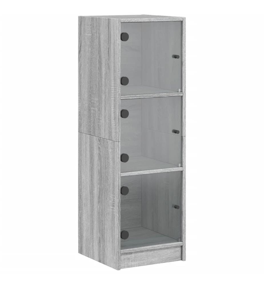 Highboard mit Glastüren Grau Sonoma 35x37x109 cm