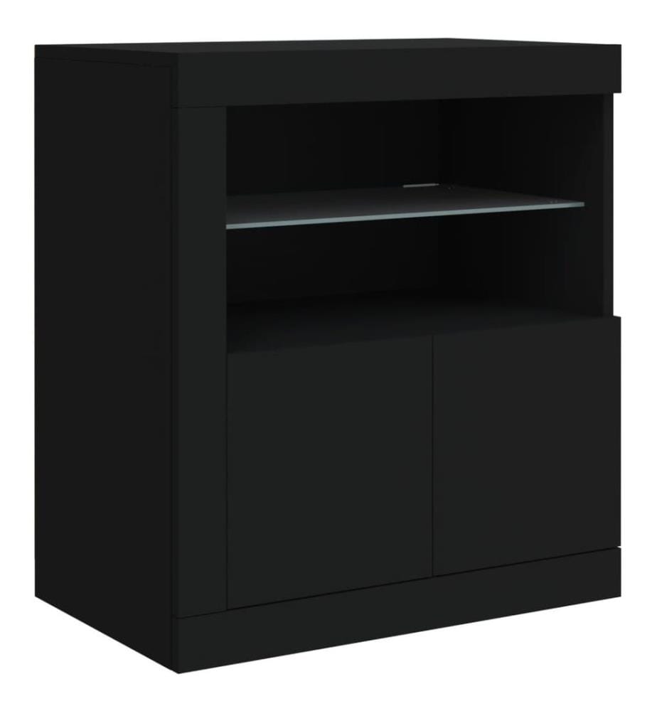 Sideboard mit LED-Leuchten Schwarz 60,5x37x67 cm