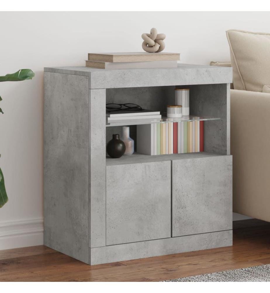 Sideboard mit LED-Leuchten Betongrau 60,5x37x67 cm