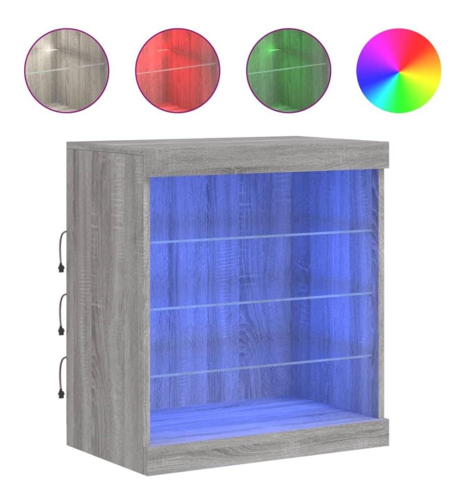 Sideboard mit LED-Leuchten Grau Sonoma 60,5x37x67 cm
