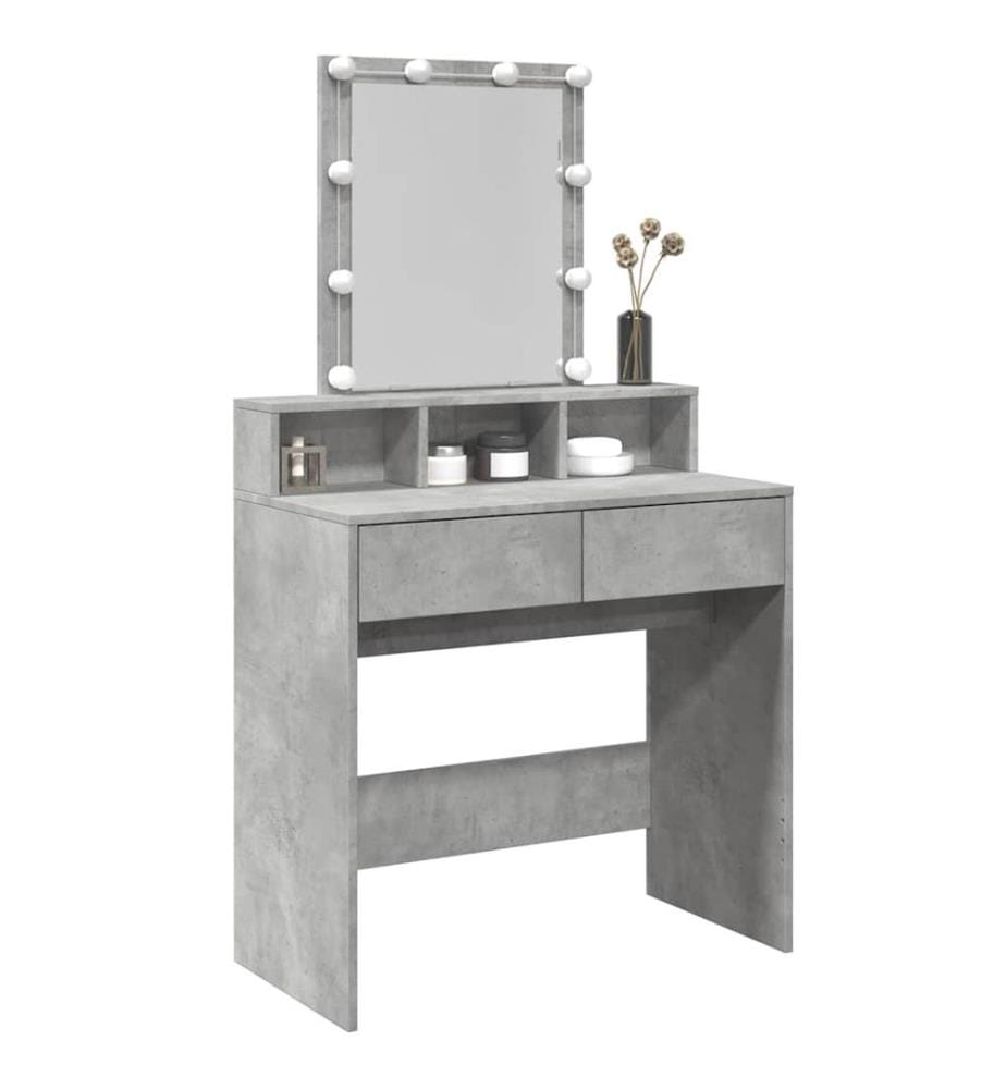Coiffeuse avec LED gris béton 80x41x144,5 cm