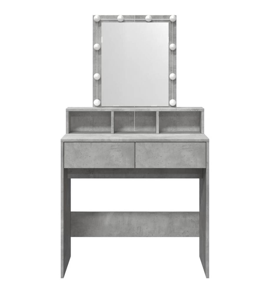 Coiffeuse avec LED gris béton 80x41x144,5 cm