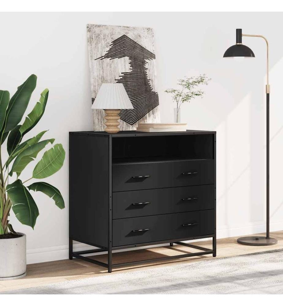 Commode noir 70x41x70 cm bois d'ingénierie