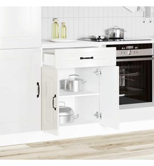Küchenunterschrank Kalmar Hochglanz-Weiss Holzwerkstoff