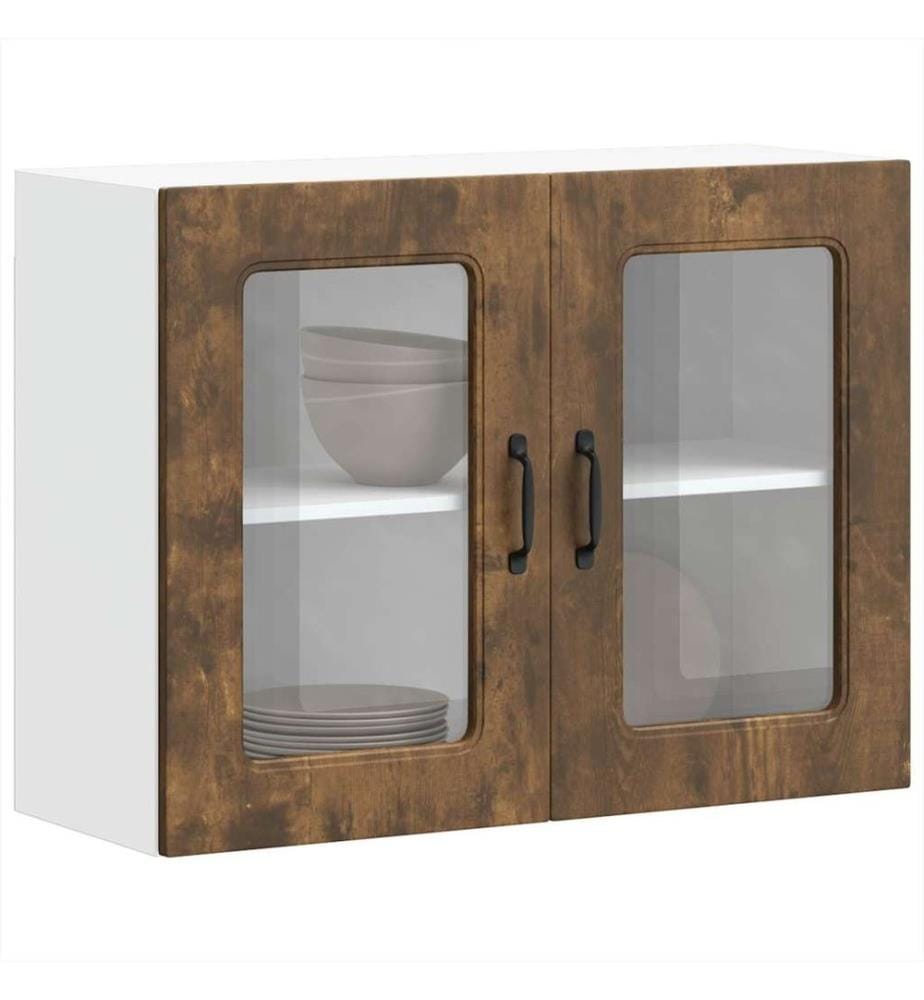Küchen-Hängeschrank mit Glastür Kalmar Räuchereiche Holzwerkstoff