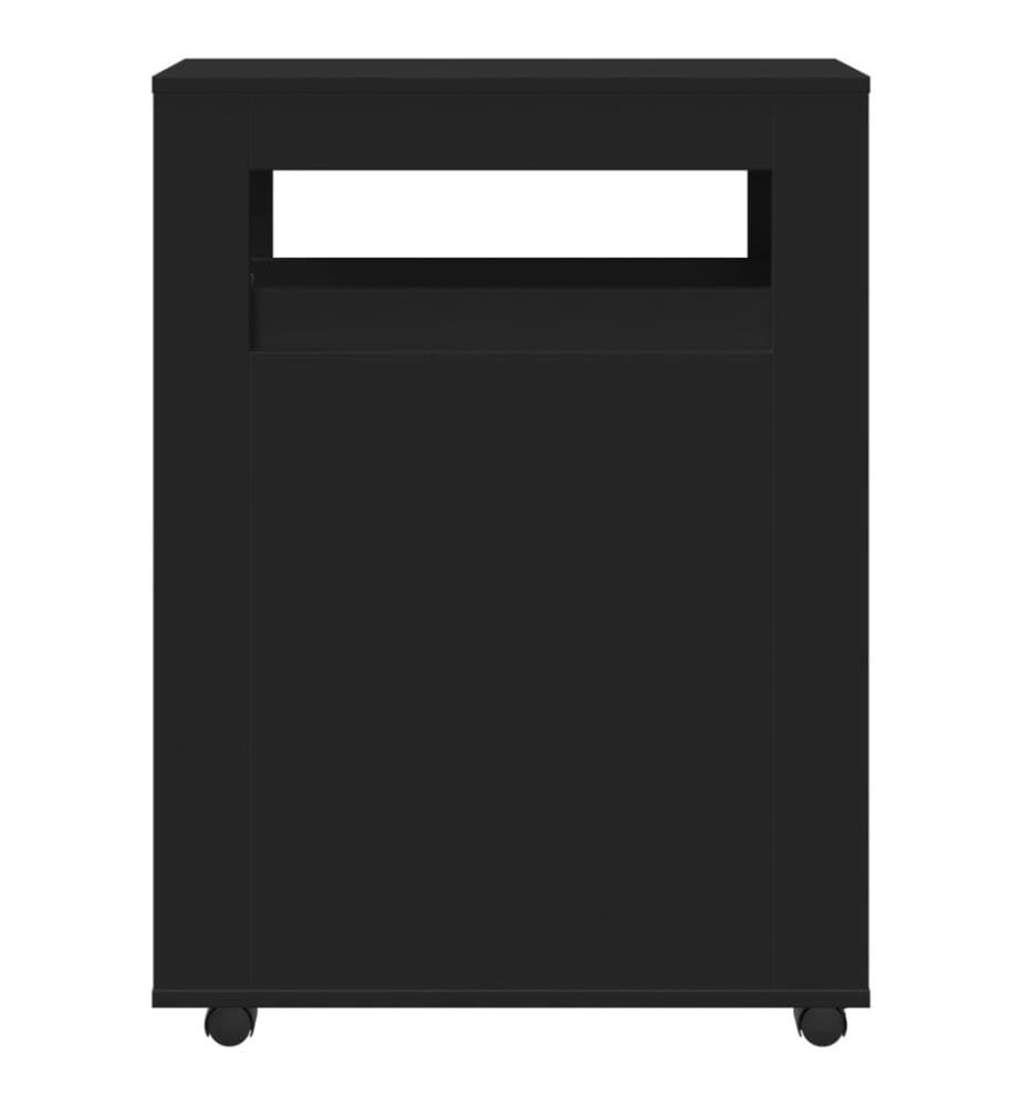 Badschrank Schmal mit Rollen Schwarz Holzwerkstoff
