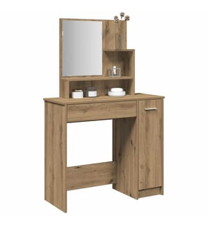 Coiffeuse avec miroir chêne artisanal 86,5x35x136 cm