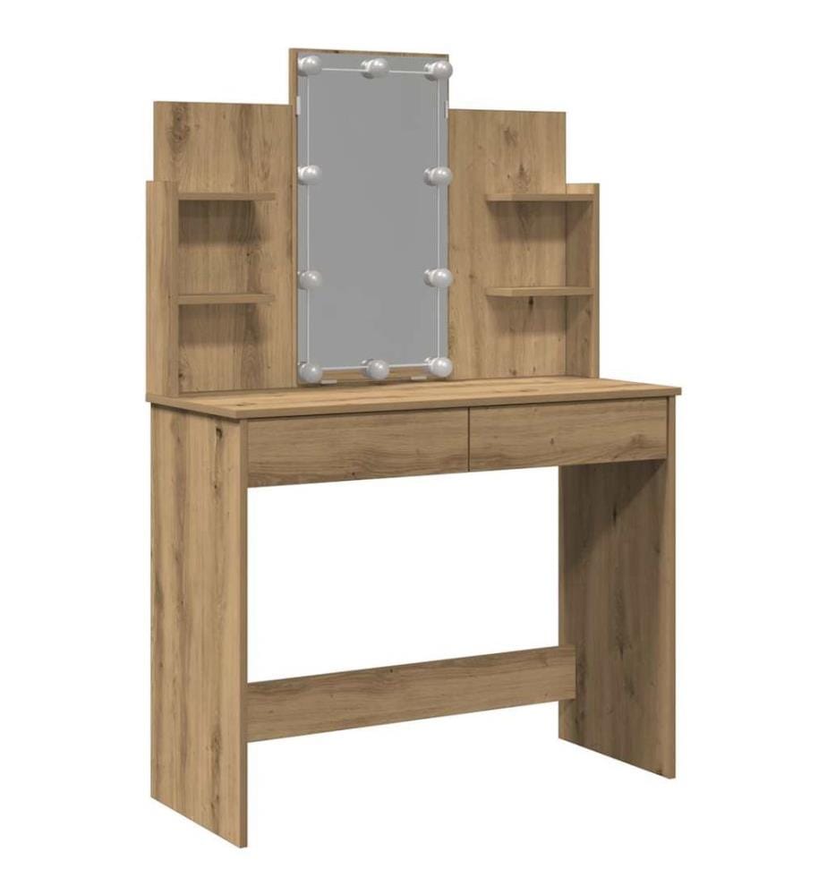 Schminktisch mit LED-Leuchten Artisan-Eiche 96x40x142 cm