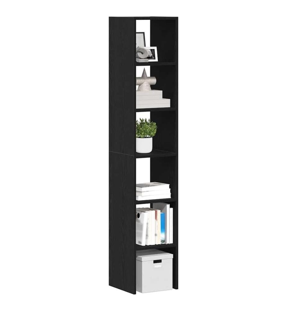 Bücherregale 2 Stk. Stapelbar Schwarz Eichen-Optik 30x30x80 cm
