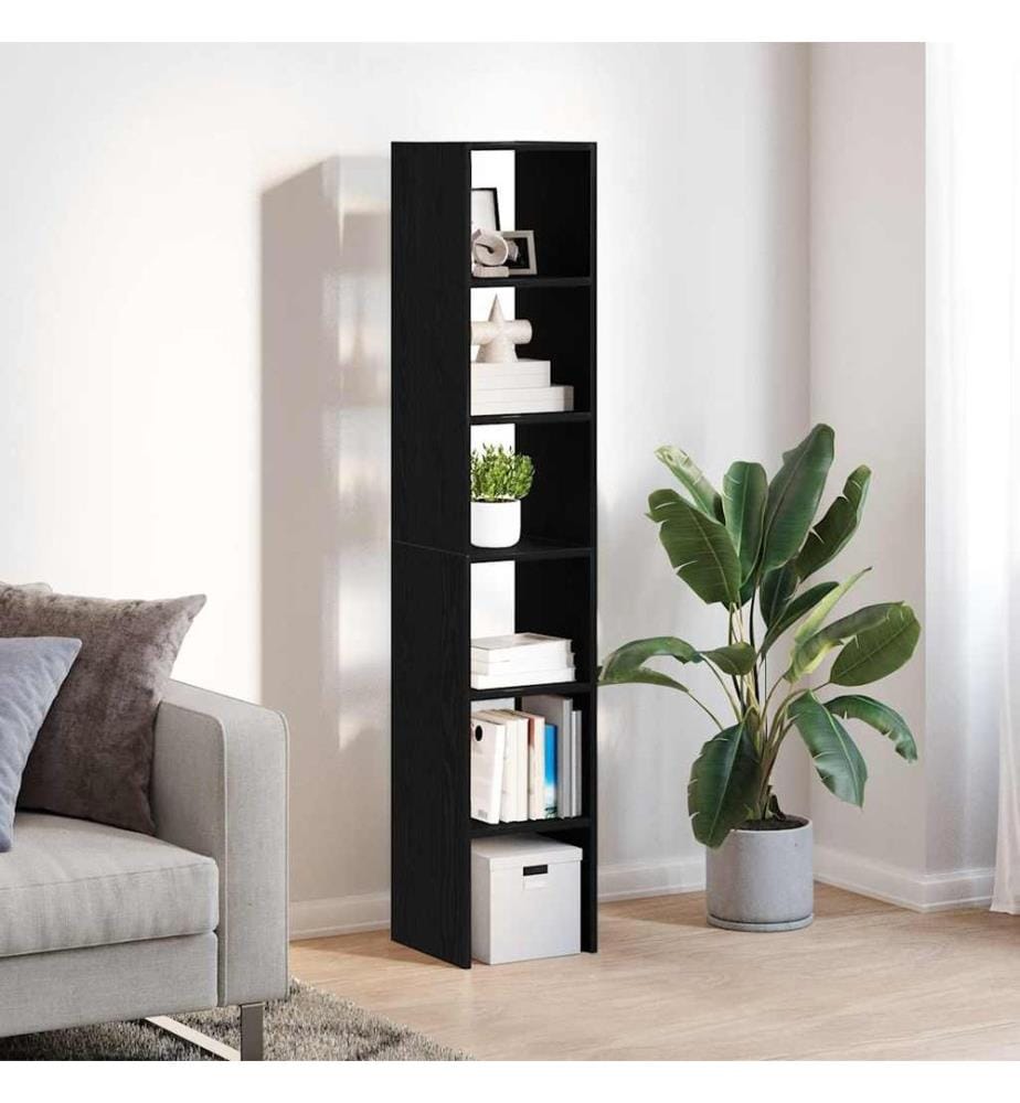 Bücherregale 2 Stk. Stapelbar Schwarz Eichen-Optik 30x30x80 cm