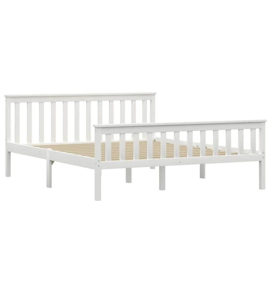 Cadre de lit sans matelas blanc bois de pin massif 160x200 cm
