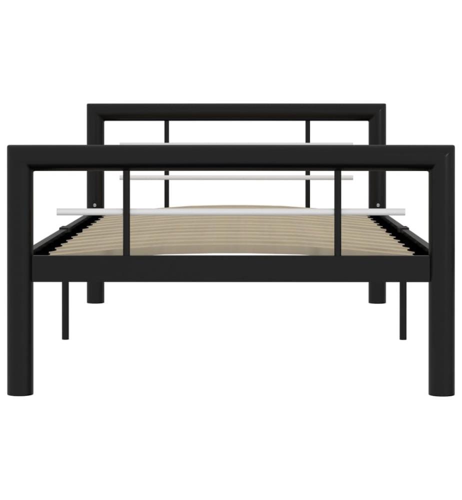 Bettgestell Schwarz und Weiss Metall 90×200 cm
