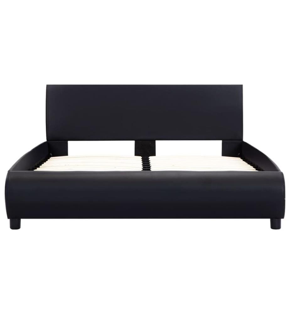 Bettgestell Schwarz Kunstleder 140 x 200 cm