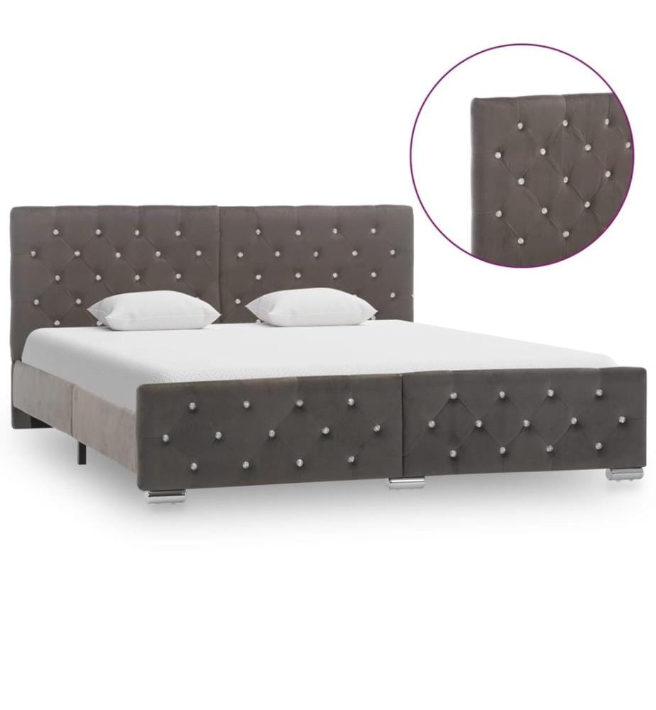 Bettgestell Grau Samt 160x200 cm