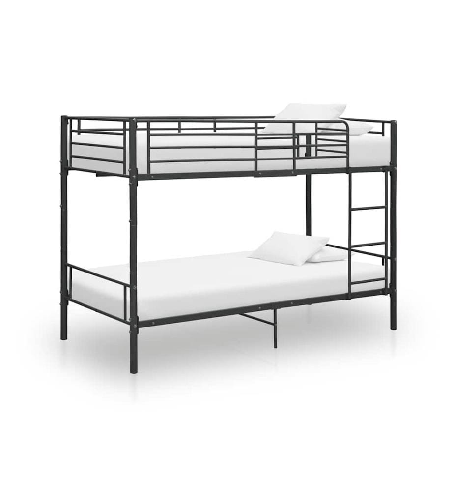 Lit superposé sans matelas noir métal 90x200 cm