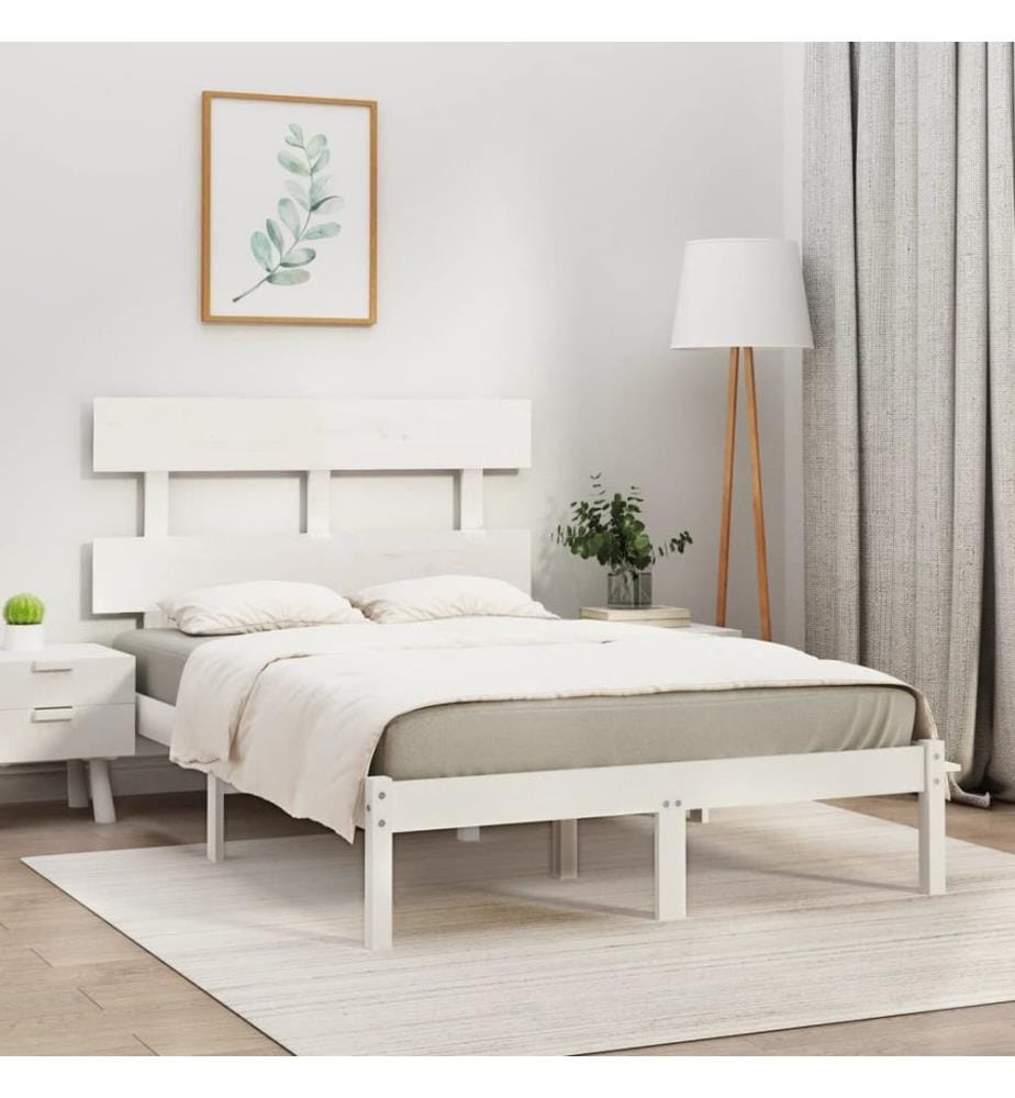 Cadre de lit sans matelas blanc 120x200 cm bois massif