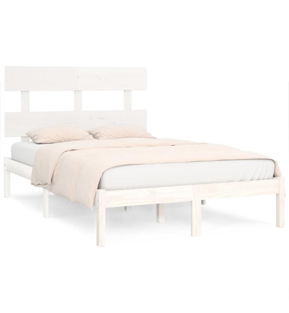Cadre de lit sans matelas blanc 120x200 cm bois massif