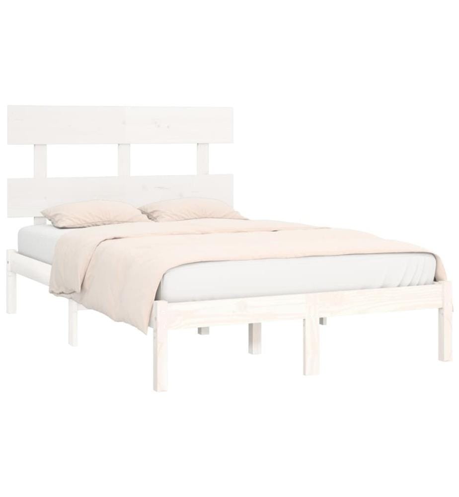 Cadre de lit sans matelas blanc 120x200 cm bois massif