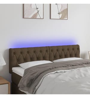 LED Kopfteil Dunkelbraun 160x7x78/88 cm Stoff