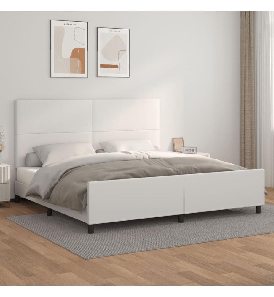 Cadre de lit sans matelas blanc 200x200 cm similicuir