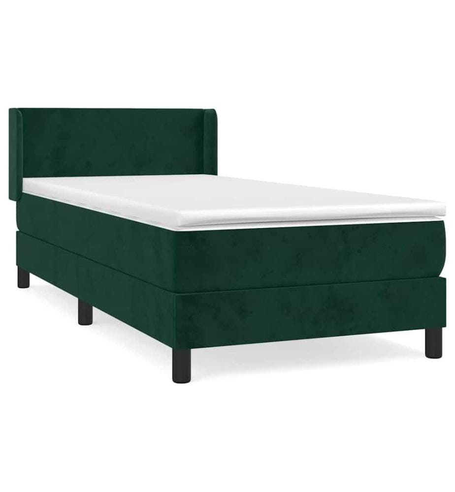 Boxspringbett mit Matratze Dunkelgrün 100x200 cm Samt