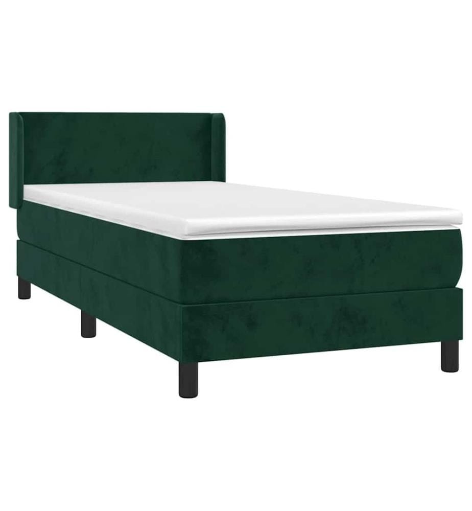 Boxspringbett mit Matratze Dunkelgrün 100x200 cm Samt