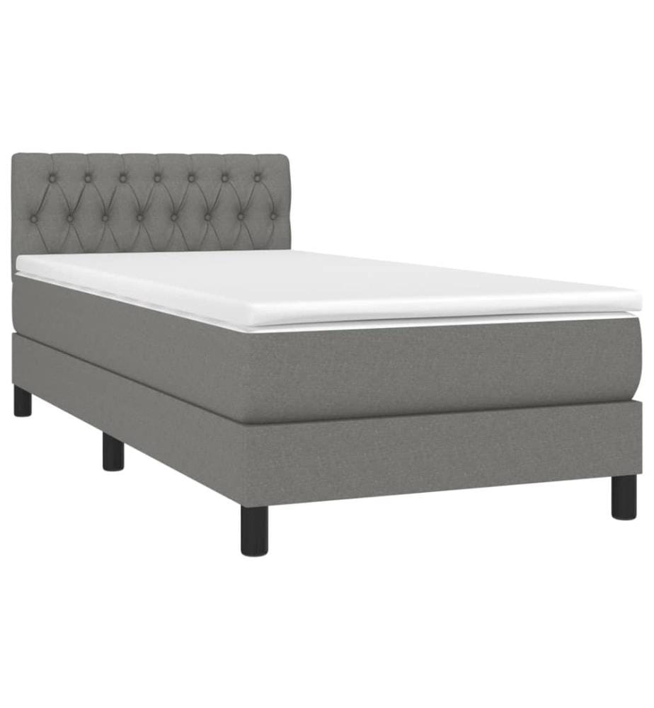 Boxspringbett mit Matratze & LED Dunkelgrau 100x200 cm Stoff