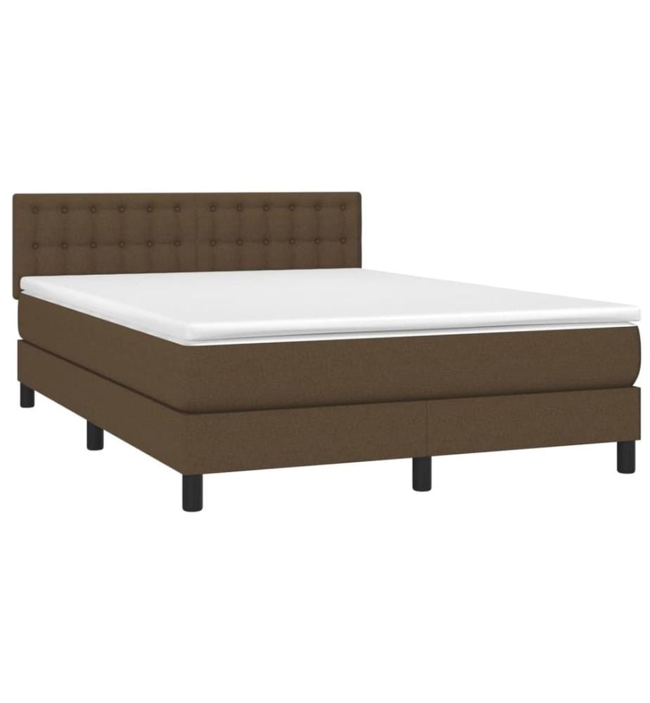 Boxspringbett mit Matratze & LED Dunkelbraun 140x200 cm Stoff
