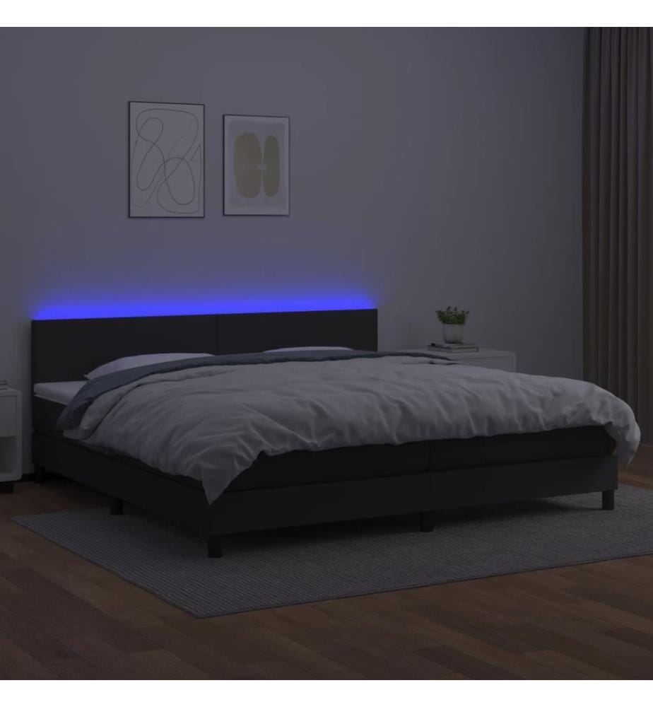 Boxspringbett mit Matratze & LED Schwarz 200x200 cm Kunstleder