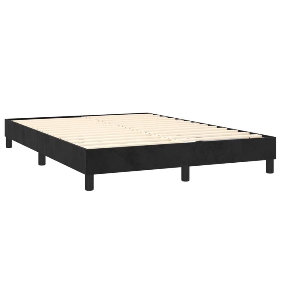 Boxspringbett mit Matratze & LED Schwarz 140x190 cm Samt