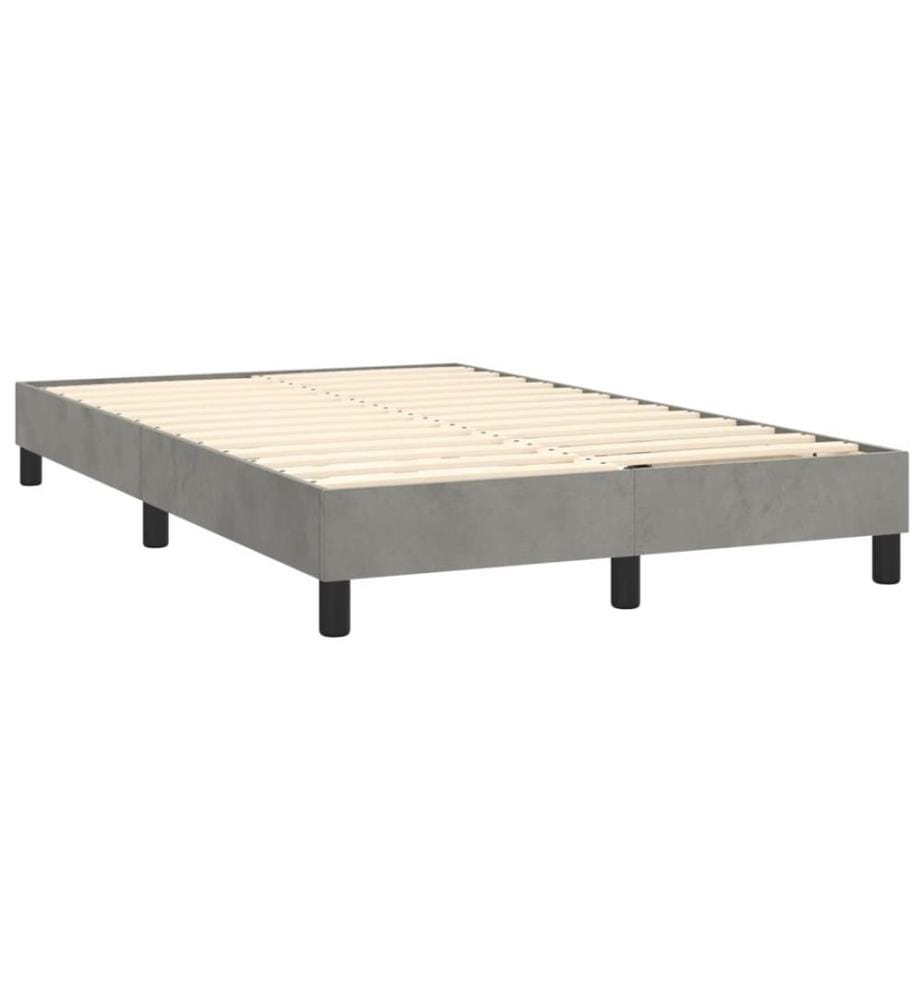 Boxspringbett mit Matratze & LED Hellgrau 120x200 cm Samt