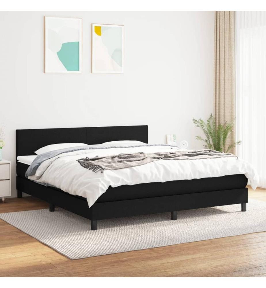 Boxspringbett mit Matratze Schwarz 180x200 cm Stoff