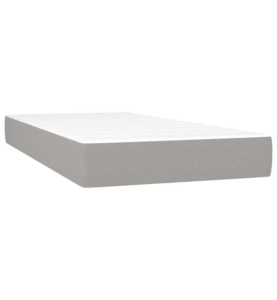 Boxspringbett mit Matratze Hellgrau 90x200 cm Stoff